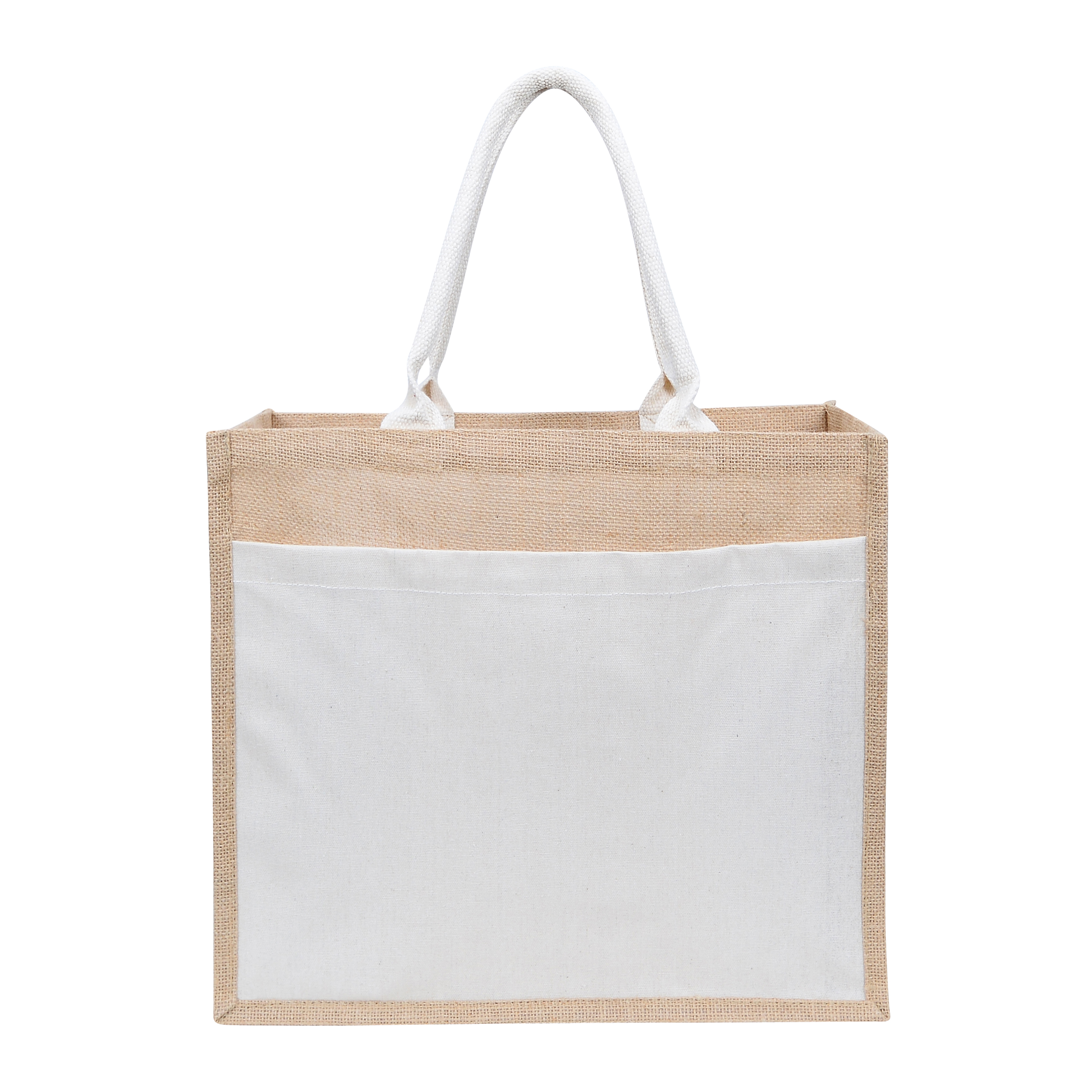 Jute Laminated Bag with Natural Canvas Pocket JT-CAN-PKT | Natural